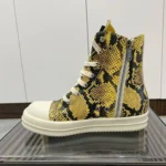 UNITYPUREMAX™ Yellow Python Pattern Leather High-Top Sneakers – Unisex Zipper Lace-Up 5