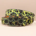 Leopard Rhinestone Western Denim Belt | Unisex Y2K Hip-Hop Style | UNITYPUREMAX™ 2