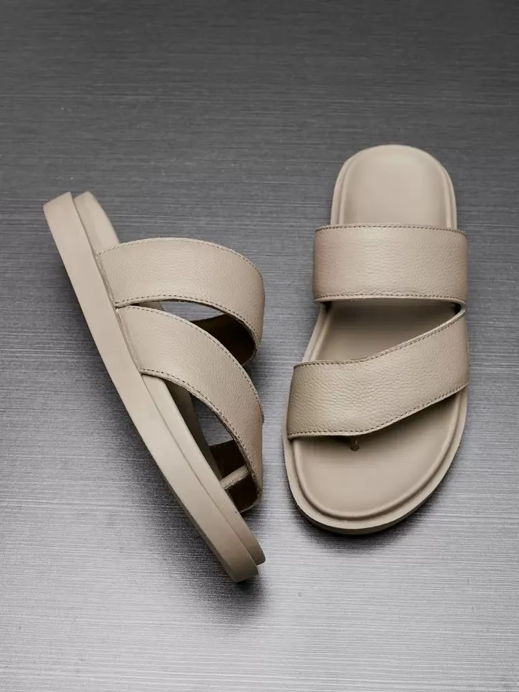 UNITYPUREMAX™ Men’s Genuine Leather Summer Slides – Breathable Platform Clip-Toe Beach Slippers 5