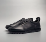 UNITYPUREMAX™ Premium Top Grain Leather Retro Sneakers – Black Slip-On Casual Athletic Shoes for Men