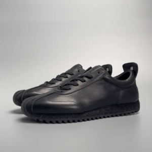 UNITYPUREMAX™ Premium Top Grain Leather Retro Sneakers – Black Slip-On Casual Athletic Shoes for Men