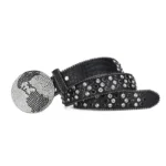 UNITYPUREMAX™ Western BlingBling Diamond Belt – PU Leather Round Buckle Crystal Rhinestone Unisex Strap 6