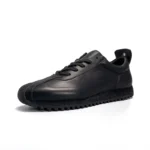UNITYPUREMAX™ Premium Top Grain Leather Retro Sneakers – Black Slip-On Casual Athletic Shoes for Men 4