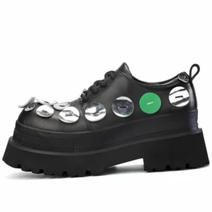 Original Design Thick-Soled Height Increasing Mens Derby Shoes | Genuine Leather Ring Buckle Casual Sneakers 1