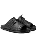 UNITYPUREMAX™ Men’s Cowhide Leather Open-Toe Slides – Summer Lace-Up Roman Beach Sandals 3