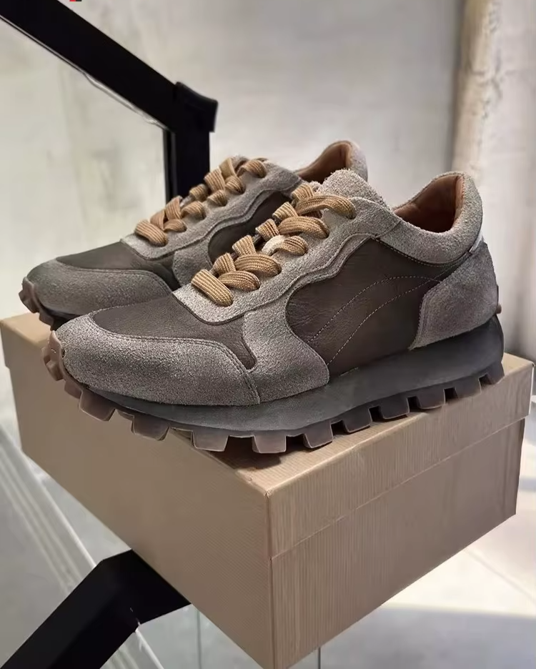UNITYPUREMAX™ Outdoor Leather Running Trainers – Men’s Breathable Lace-Up Thick Sole Outdoor Sport Sneakers