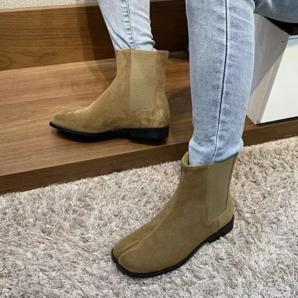 UNITYPUREMAX™ Unisex Genuine Leather Tabi Chelsea Boots – Handmade Split-Toe Cowhide Ankle Boots 1