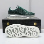 UNITYPUREMAX™ Green Crocodile Embossed Leather Height-Boost Casual Sneakers – Lightweight Luxury Thick Sole Shoes 5