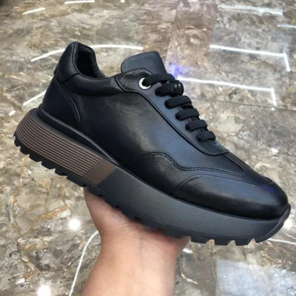 UNITYPUREMAX™ Men’s Genuine Leather Thick-Sole Street Sneakers – Casual Outdoor Hiking Shoes 1