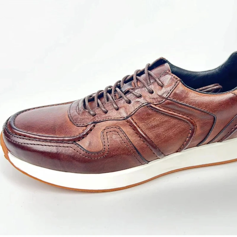 UNITYPUREMAX™ Distressed Top Grain Leather Sneakers – Handmade Vintage Low-Top Retro Trainers 3