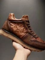 UNITYPUREMAX™ Men’s Vintage Cowhide Leather Winter Sneakers – Fleece-Lined Anti-Skid Platform Running Shoes 4