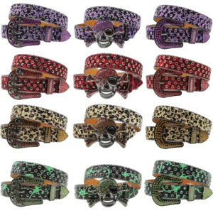 UNITYPUREMAX™ Luxury Rhinestone Skull Belt – PU Leather Studded Strap for Men & Women 1