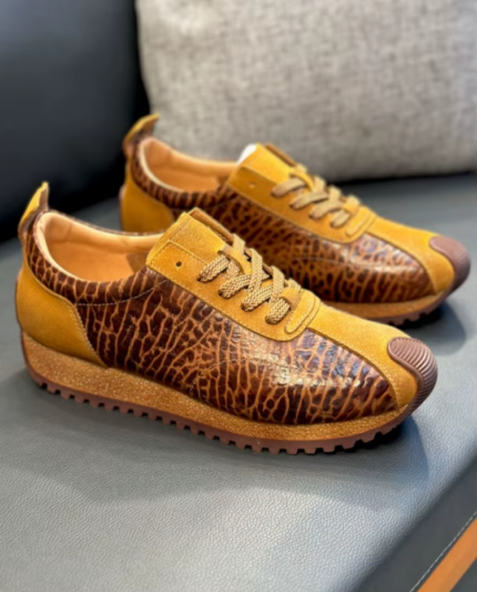 UNITYPUREMAX™ Vintage Leather Running Sneakers – Antiskid Platform Lace-Up Trainers for Men