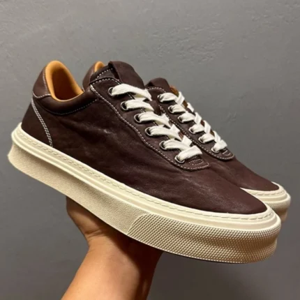 UNITYPUREMAX™ Men’s Genuine Leather Casual Sneakers – Breathable Cowhide Lace-Up Platform Shoes 1