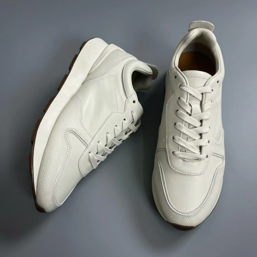 UNITYPUREMAX™ Genuine Men’s Minimalist Leather Sneakers – Thick Sole Lace-Up Casual Walking Shoes 3