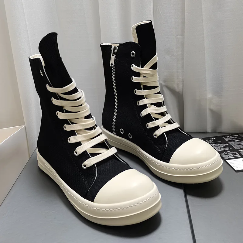 UNITYPUREMAX™ Unisex High-Top Canvas Sneakers – Thick Sole Zip-Up Lace-Up Casual Plimsolls 5