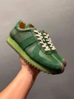 UNITYPUREMAX™ Green Retro Leather Platform Sneakers for Men 5