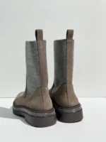 UNITYPUREMAX™ Women’s Cow Suede Mid-Calf Riding Boots – Waterproof Knitted Hoof Heel Winter Boots 1