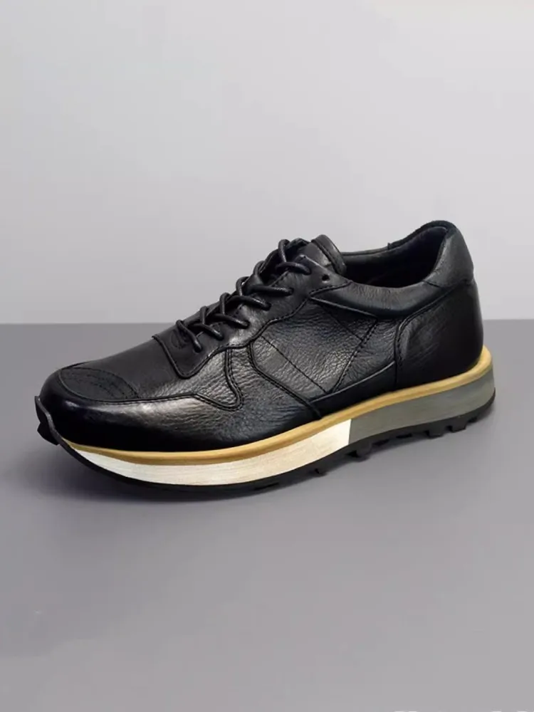 UNITYPUREMAX™ Vintage Leather Platform Running Sneakers for Men 4