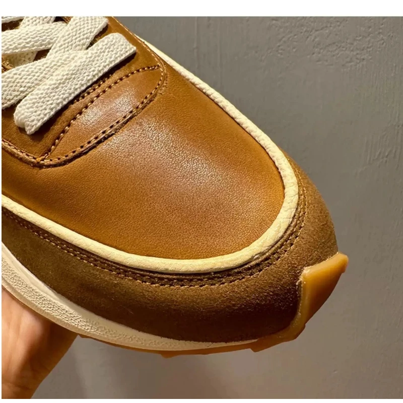 UNITYPUREMAX™ Retro Genuine Leather Running Sneakers – Men’s Chunky Sole Vintage Lace-Up Casual Shoes 5