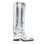 UNITYPUREMAX™ Women's Genuine Leather Knee-High Boots – Square Toe Thick Heel Catwalk Long Boots 4