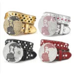 UNITYPUREMAX™ Western BlingBling Diamond Belt – PU Leather Round Buckle Crystal Rhinestone Unisex Strap 4