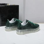 UNITYPUREMAX™ Green Crocodile Embossed Leather Height-Boost Casual Sneakers – Lightweight Luxury Thick Sole Shoes 4