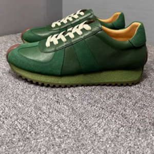 UNITYPUREMAX™ Green Retro Leather Platform Sneakers for Men