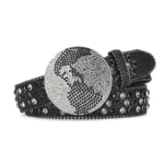 UNITYPUREMAX™ Western BlingBling Diamond Belt – PU Leather Round Buckle Crystal Rhinestone Unisex Strap 5