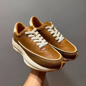 UNITYPUREMAX™ Retro Genuine Leather Running Sneakers – Men’s Chunky Sole Vintage Lace-Up Casual Shoes 1