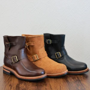 UNITYPUREMAX™ Handmade Leather Engineer Boots – Retro Cowhide Short Motorcycle Boots 1