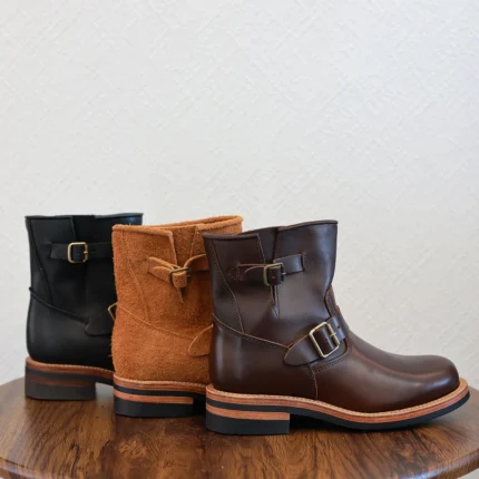 UNITYPUREMAX™ Handmade Leather Engineer Boots – Retro Cowhide Short Motorcycle Boots 2