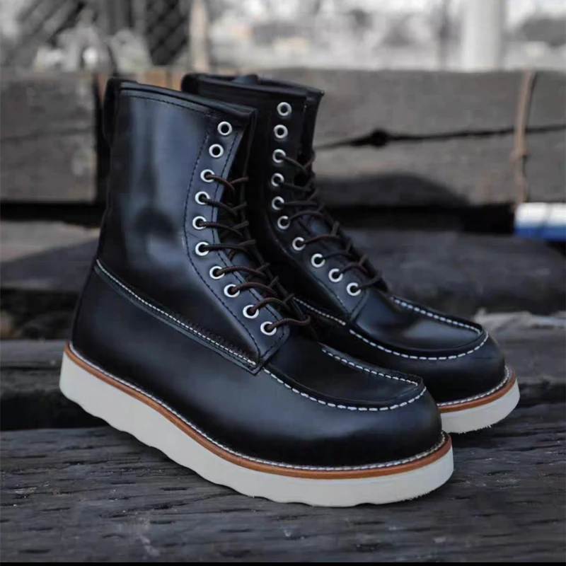 UNITYPUREMAX™ Vintage Handmade Genuine Leather Mid-Calf Motorcycle Boots 6