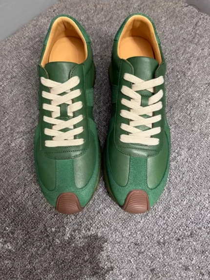 UNITYPUREMAX™ Green Retro Leather Platform Sneakers for Men 2