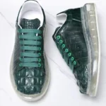 UNITYPUREMAX™ Green Crocodile Embossed Leather Height-Boost Casual Sneakers – Lightweight Luxury Thick Sole Shoes 3
