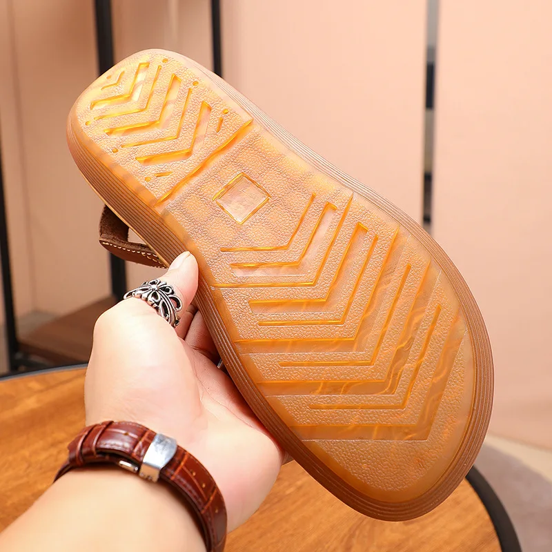 UNITYPUREMAX™ Men’s Premium Genuine Leather 2-in-1 Sandals – Breathable Summer Driving Slippers with Flexible TPR Sole 6
