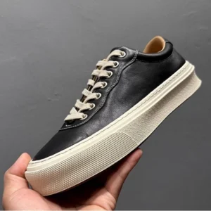 UNITYPUREMAX™ Men’s Korean Style Thick Sole Leather Sneakers – Trendy White Casual Shoes 1
