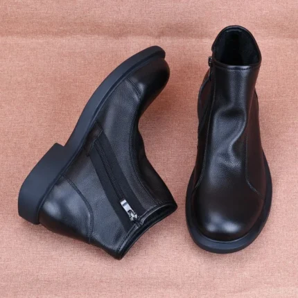 UNITYPUREMAX™ High-Top Genuine Leather Side-Zip Combat Boots for Men 1
