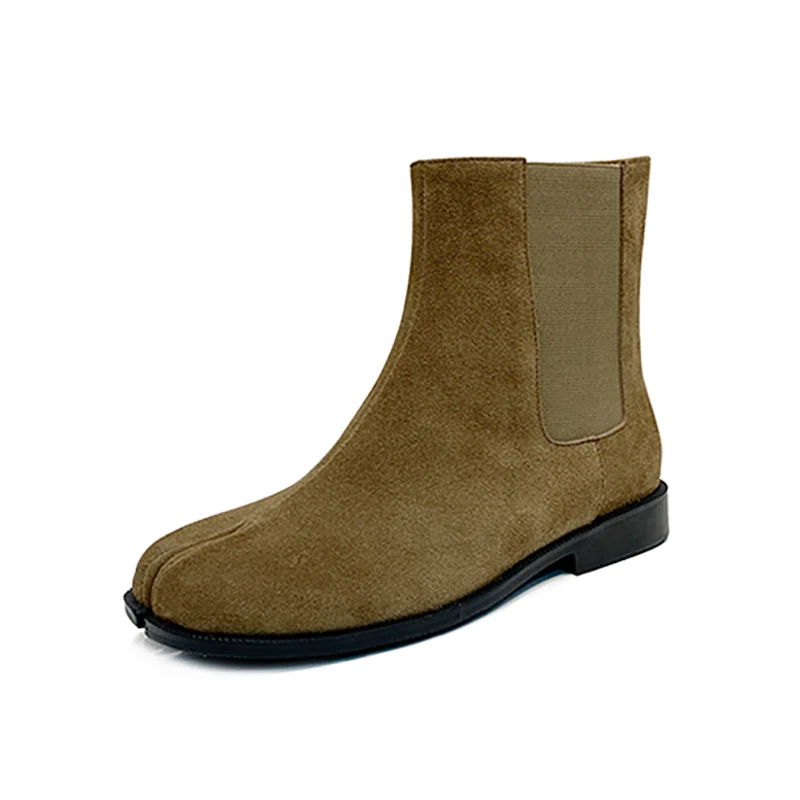 UNITYPUREMAX™ Unisex Genuine Leather Tabi Chelsea Boots – Handmade Split-Toe Cowhide Ankle Boots 7