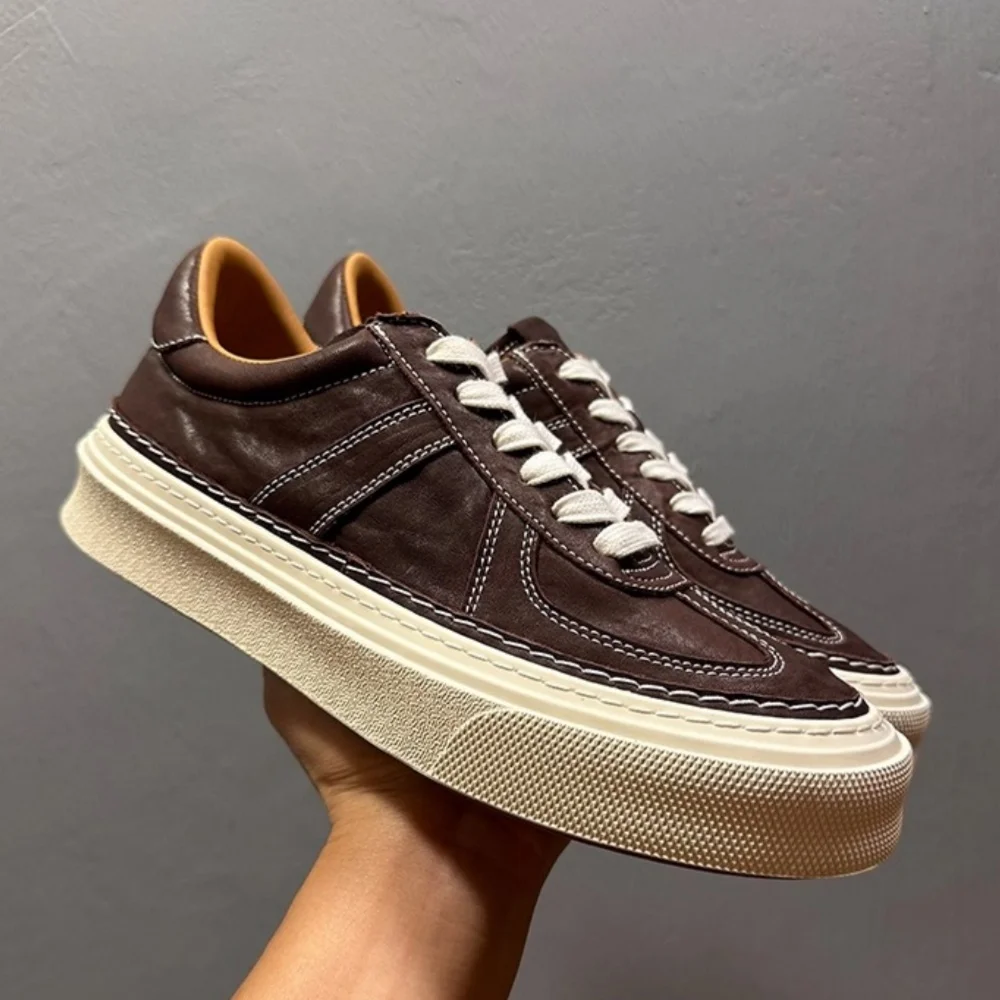 UNITYPUREMAX™ Men’s Genuine Leather Platform Skate Sneakers – Cowhide Lace-Up Casual Trainers 2