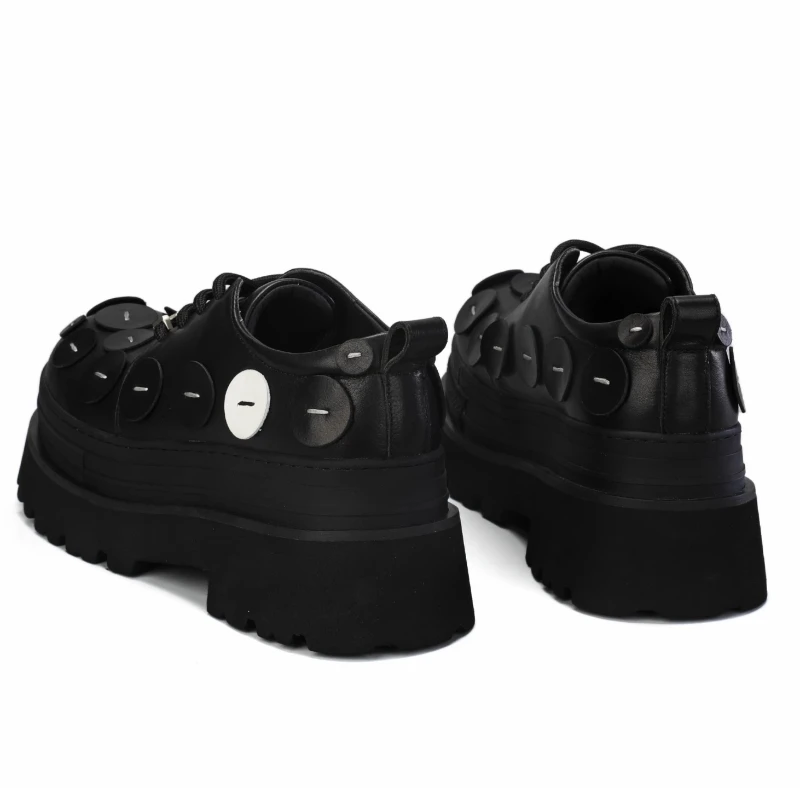 Original Design Thick-Soled Height Increasing Mens Derby Shoes | Genuine Leather Ring Buckle Casual Sneakers 5