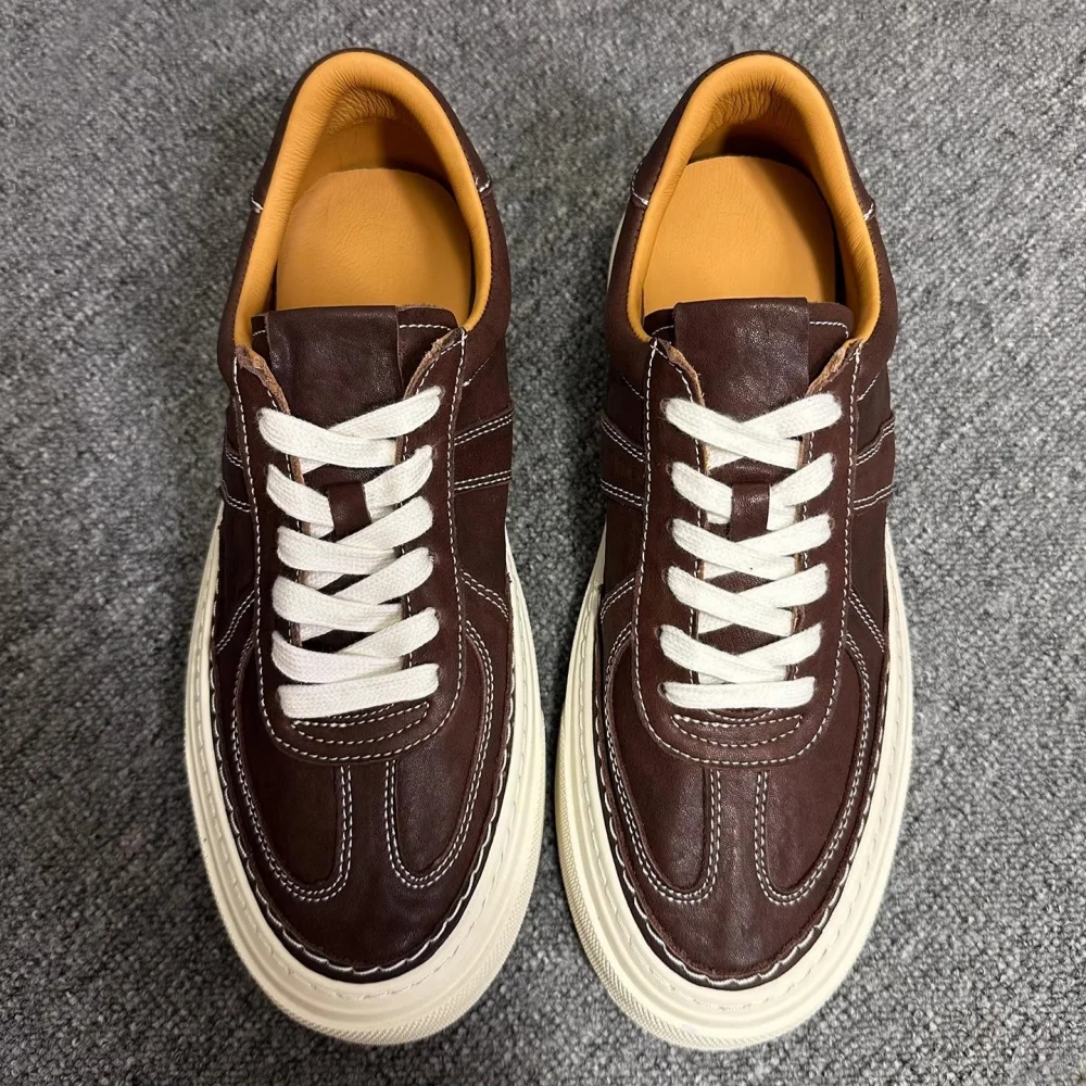 UNITYPUREMAX™ Men’s Genuine Leather Platform Skate Sneakers – Cowhide Lace-Up Casual Trainers 4