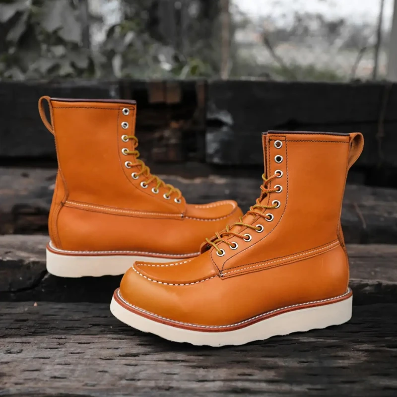 UNITYPUREMAX™ Vintage Handmade Genuine Leather Mid-Calf Motorcycle Boots 3