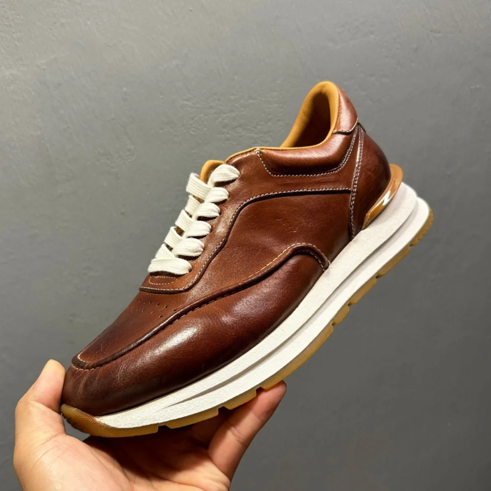 UNITYPUREMAX™ Handmade Horsehide Leather Sneakers – Breathable Retro Casual Shoes for Men 1