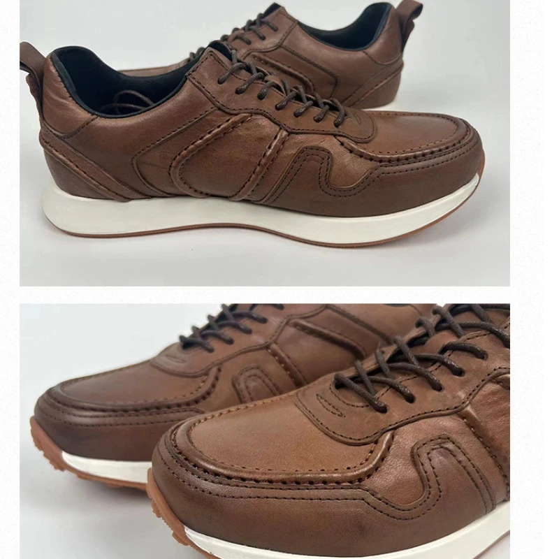 UNITYPUREMAX™ Distressed Top Grain Leather Sneakers – Handmade Vintage Low-Top Retro Trainers 5