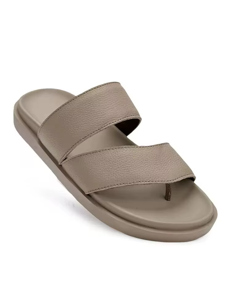 UNITYPUREMAX™ Men’s Genuine Leather Summer Slides – Breathable Platform Clip-Toe Beach Slippers