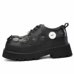 Original Design Thick-Soled Height Increasing Mens Derby Shoes | Genuine Leather Ring Buckle Casual Sneakers 4