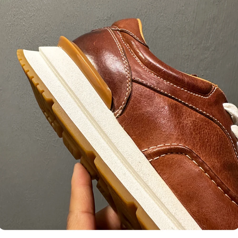 UNITYPUREMAX™ Handmade Horsehide Leather Sneakers – Breathable Retro Casual Shoes for Men 4