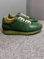 UNITYPUREMAX™ Green Retro Leather Platform Sneakers for Men 4