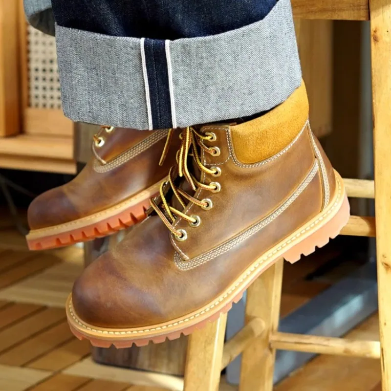 UNITYPUREMAX™ Handcrafted Leather Ankle Motorcycle Boots – Vintage Lace-Up Work & Outdoor Boots for Men 5